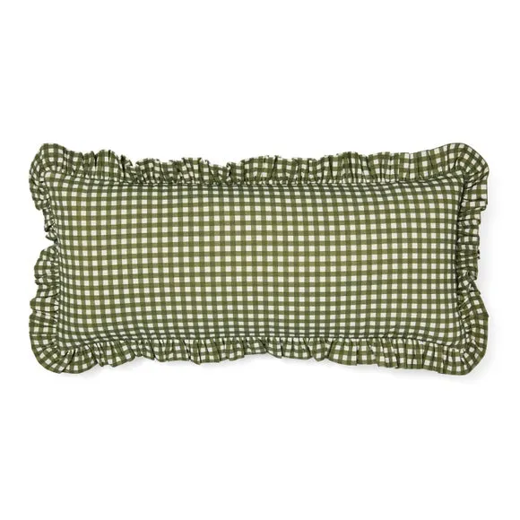Gingham Frill Cotton Rectangle Cushion 3