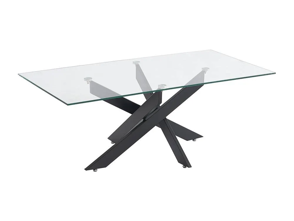 Vente-unique Tempered Glass & Black Metal Coffee Table - Clear - COSIMA 5