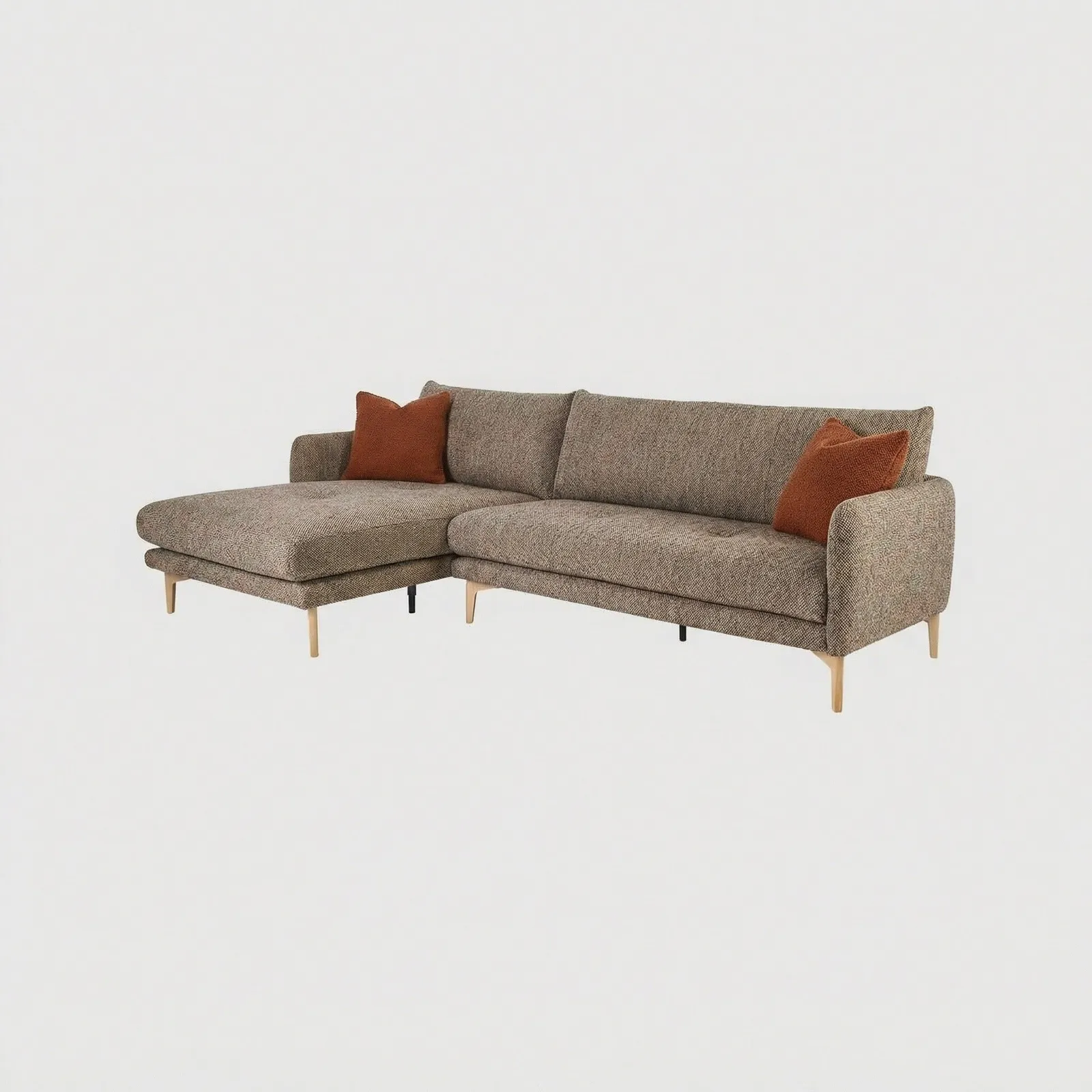 Ercol Aosta Medium Chaise Left Corner Sofa, Brown Fabric | Barker & Stonehouse 1