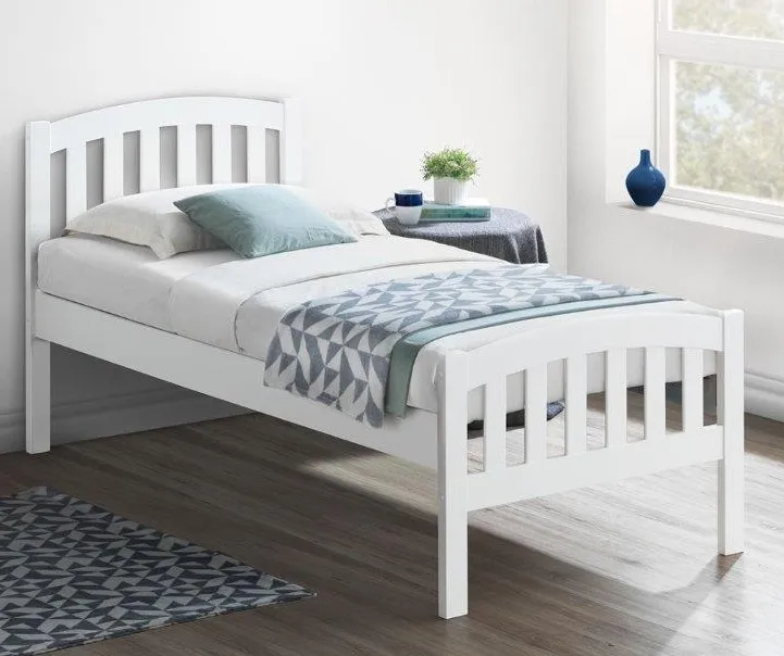 Lyon White Wooden Bed Frame - 3ft Single