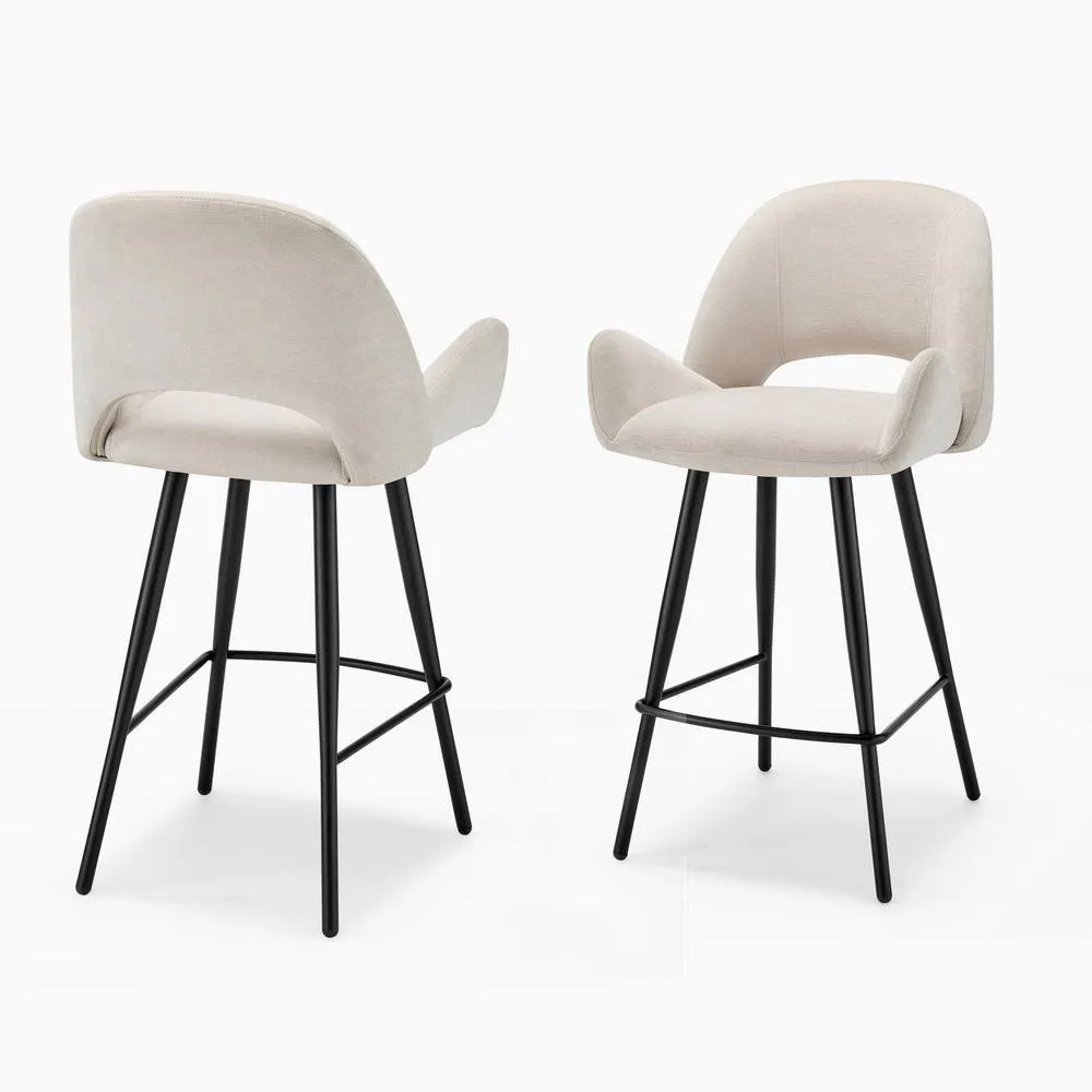 FurnitureboxUK 2x Layla Cream Fabric Bar Chairs 3