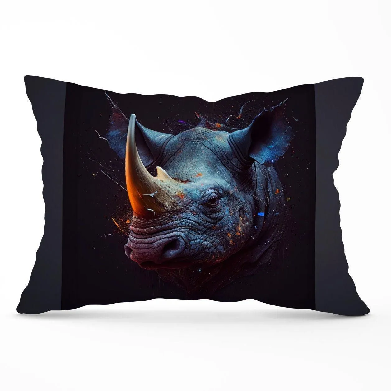 Warren Reed - Designer Rhino Face Splashart Cushions in Grey