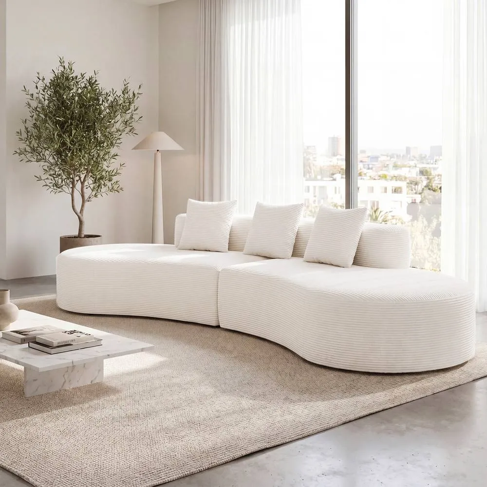 Costway Curved Sectional Sofa Oversized Sofa Couch w/3 Pillows Modular Sofa in Beige 5