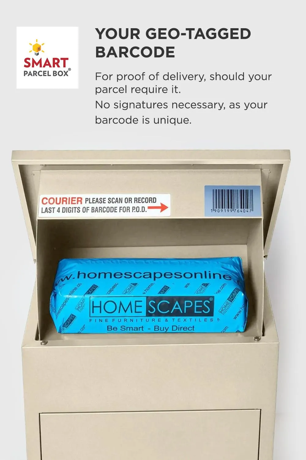 Homescapes Smart Parcel Box® Medium Front Access Secure Delivery Box in Natural 6
