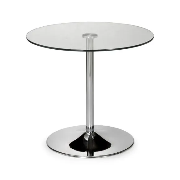 Kudos 4 Seater Round Glass Top Pedestal Dining Table, Silver 2