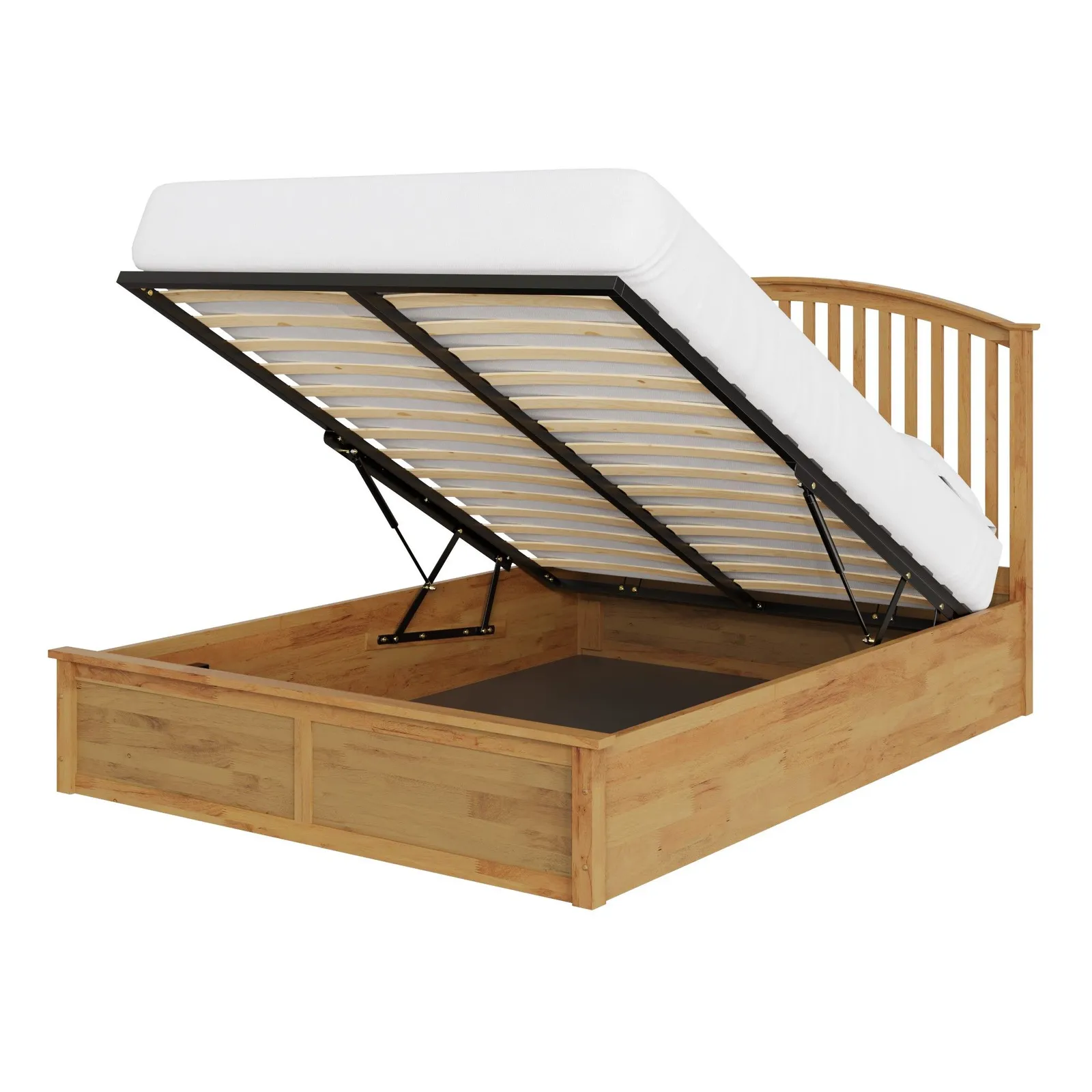 GFW Madrid Wooden Ottoman Storage Bed in Light Oak 4