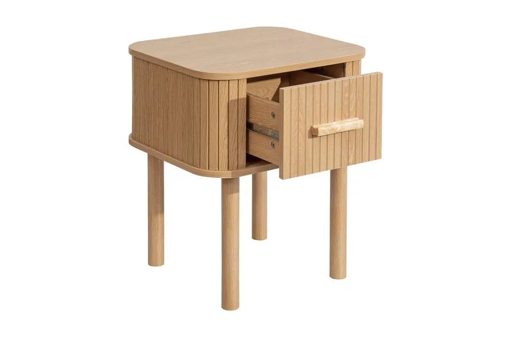 Birlea Pair of 1 Drawer Oak Wooden Fluted Bedside Axel in Natural 5