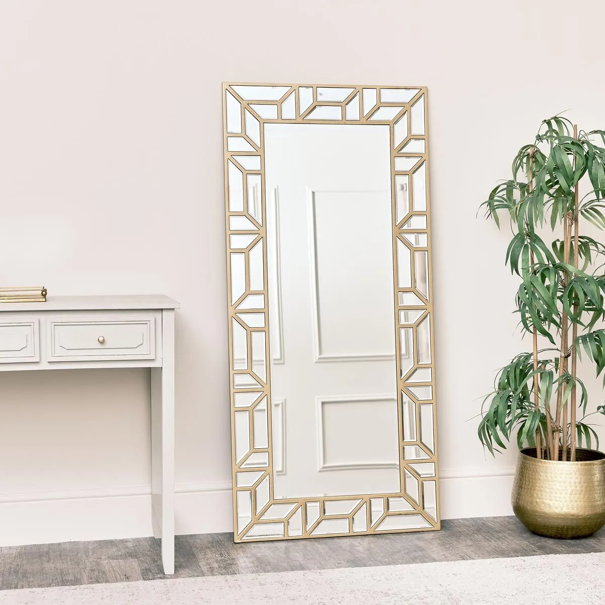 Melody Maison Large Gold Geometric Framed Mirror 70cm X 150cm