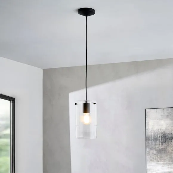 Sterling Ribbed Adjustable Pendant Light