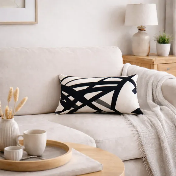 Brushstrokes Modern Rectangle Cushion Cover