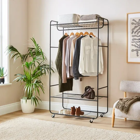Metal Clothes Rail with Shelving