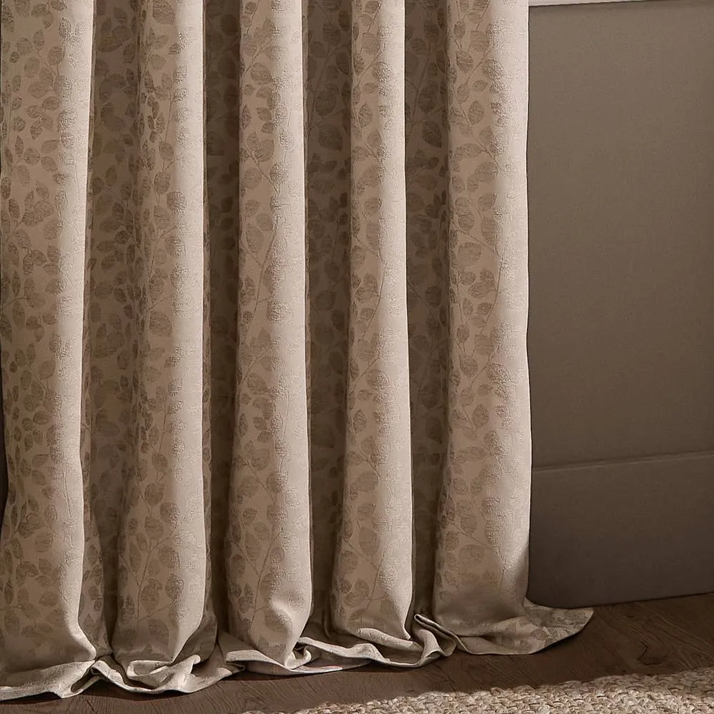 Wylder Grace Leaf Jacquard Fully Lined Pencil Pleat Curtain Pair in Nude 5