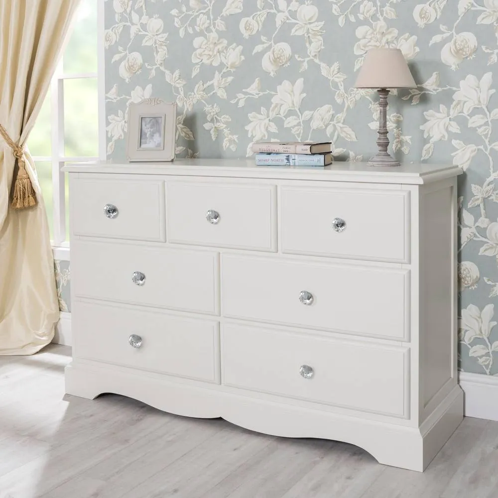Statement Furniture Romance 3 Over 4 Chest of Drawers with Crystal Handles in Light Grey 2