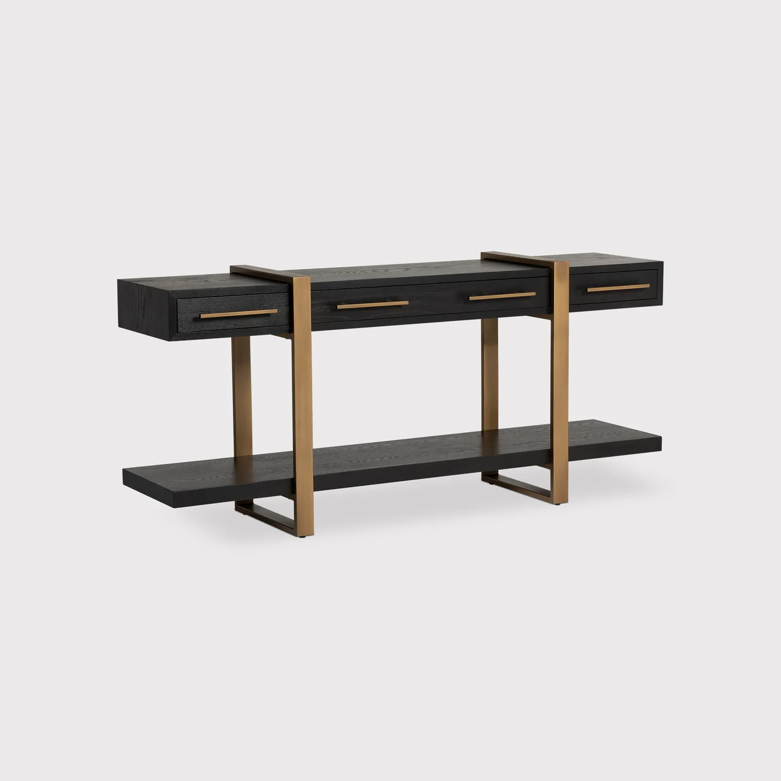 Lysa 3 Drawer Console Sideboard, Brown Oak | Barker & Stonehouse