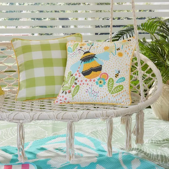 Buzzy Bee Outdoor Cotton Square Filled Cushion
