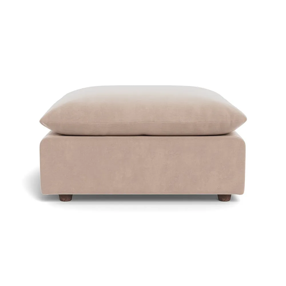 Heal's Astrid Ottoman Smart Velvet Pebble Walnut Stained Beech Feet 1