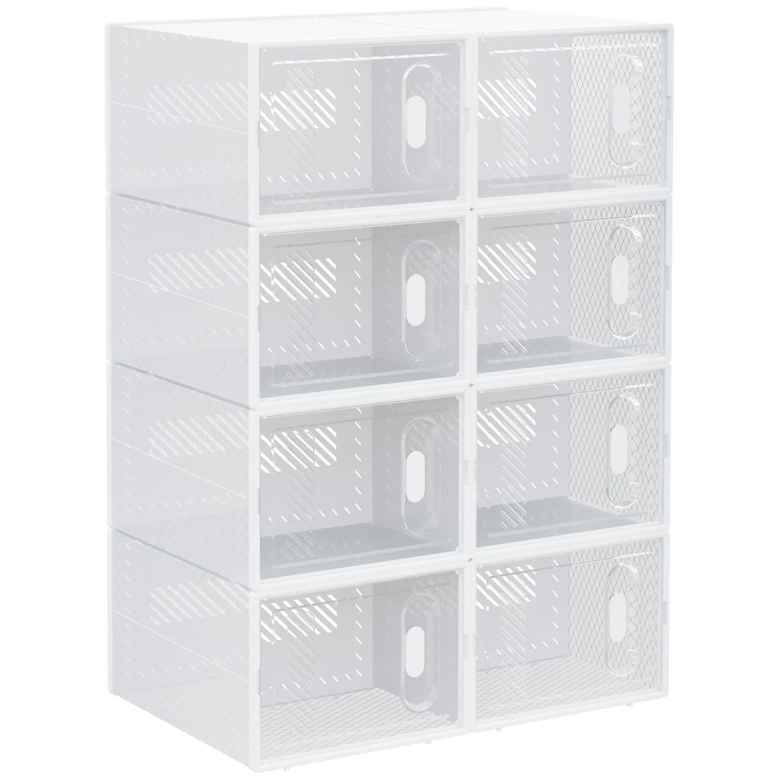 HOMCOM 8PCS Stackable Clear Plastic Shoe Storage Box for UK/EU Size 8.5/43 2