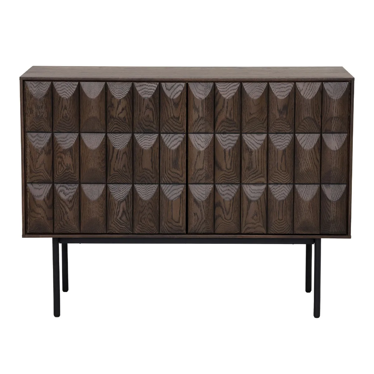 Amos 2 Section Sideboard - Espresso Brown & Matt Black Metal - W107 x D45 x H79cm - Barker & Stonehouse