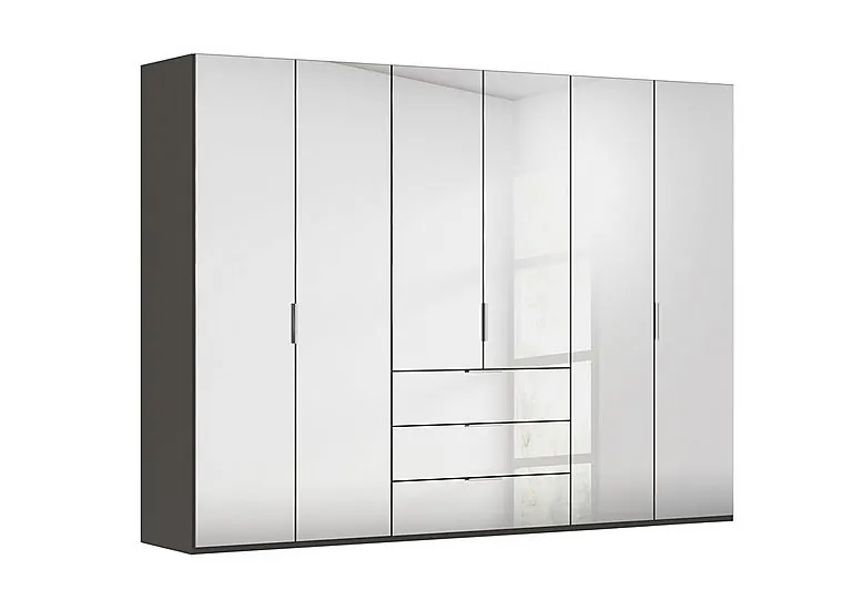Formes 6 Door Bifold Combi Mirror Wardrobe - Graphite/Basalt Front