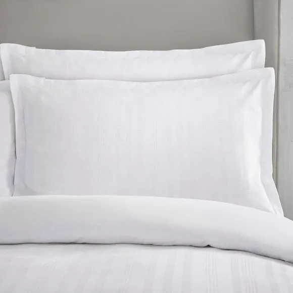 Dorma Purity Staunton Waffle Stripe White 100% Cotton Duvet Cover and Pillowcase Set 2