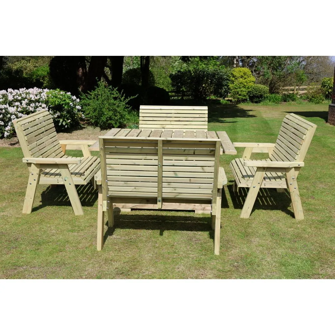 Churnet Valley Garden Furniture Ltd Ergo 8 Seater Square Table & 4 Benches - Minimal Assembly Required in Brown 2