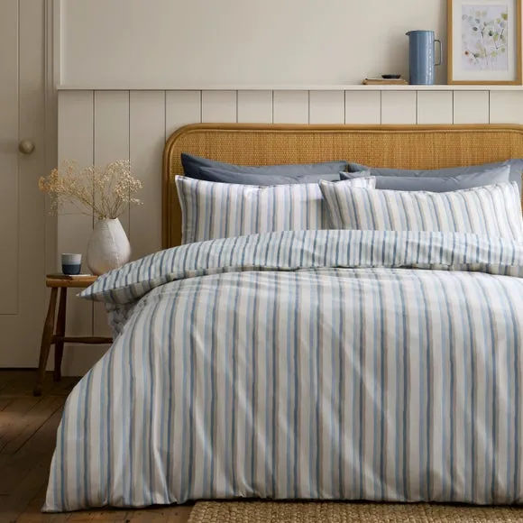 Emily Bond Brushed Somerset Stripe 100% Cotton Duvet Cover & Pillowcase Set