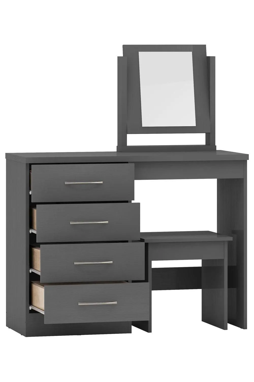 Seconique Nevada 4 Drawer Dressing Table Set in Dark Grey 3