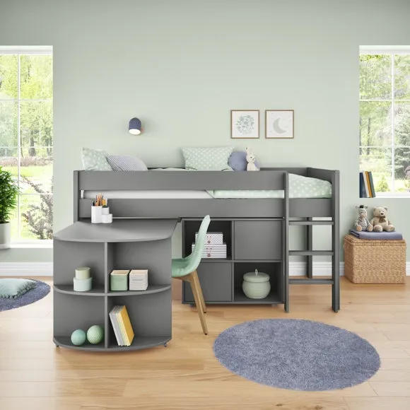 Uno Midsleeper With Pull Out Desk And Cube Unit Pine 4