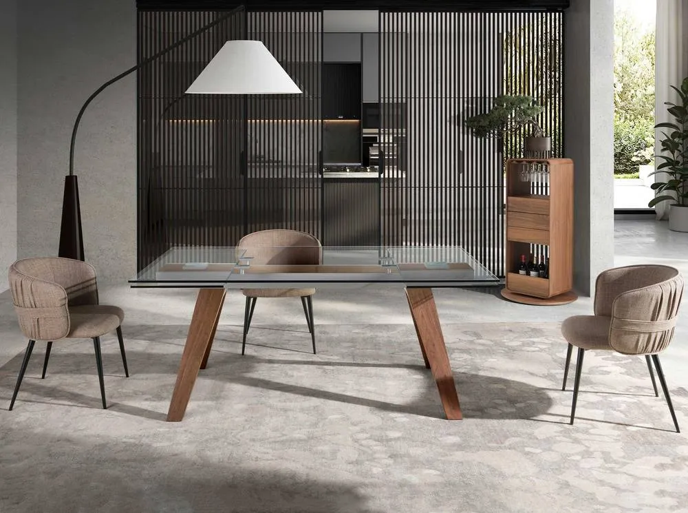 Angel Cerda Model Rectangular Extending Dining Table Tempered in Brown 4