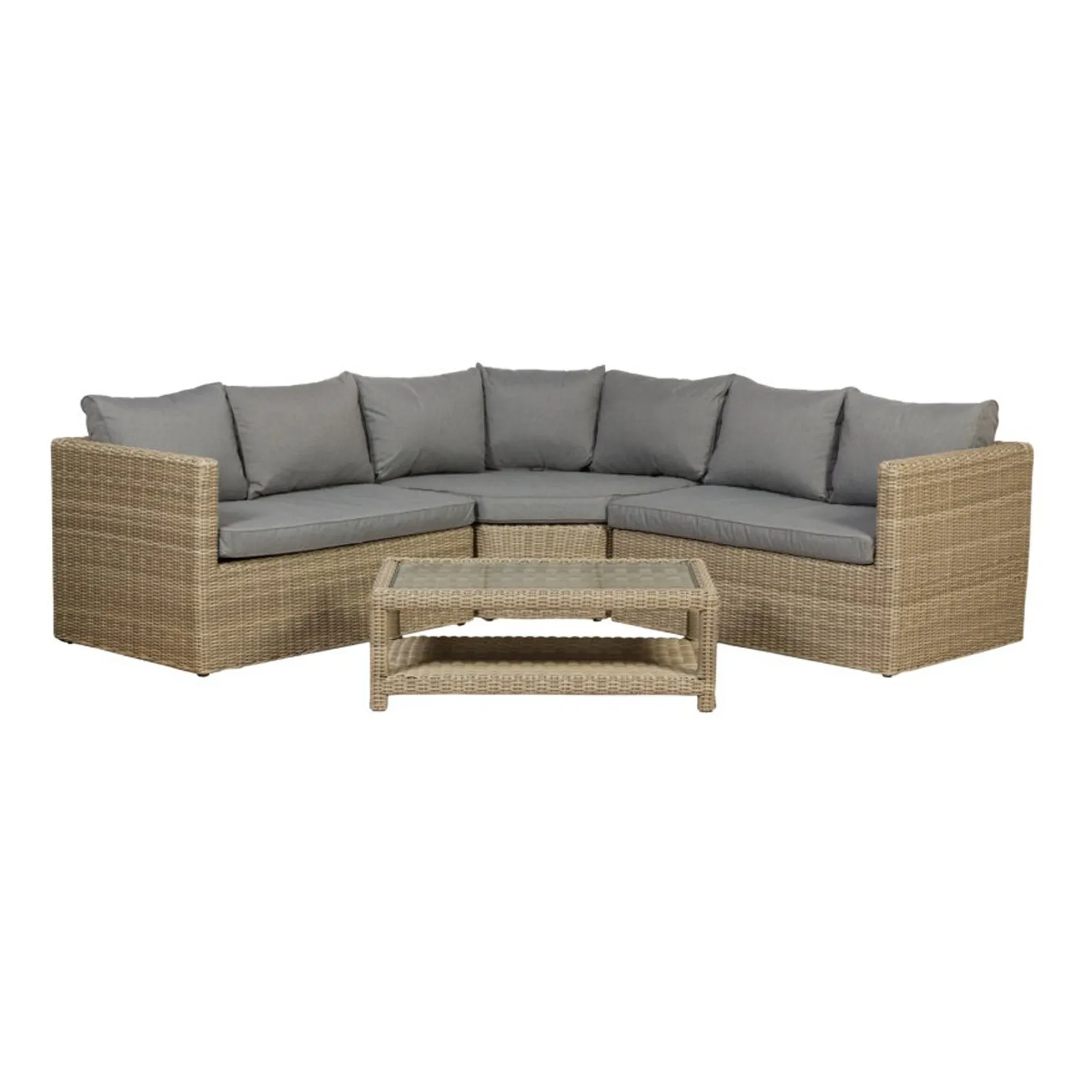 Wentworth 5 Seater Corner Lounging Set Brown/Grey