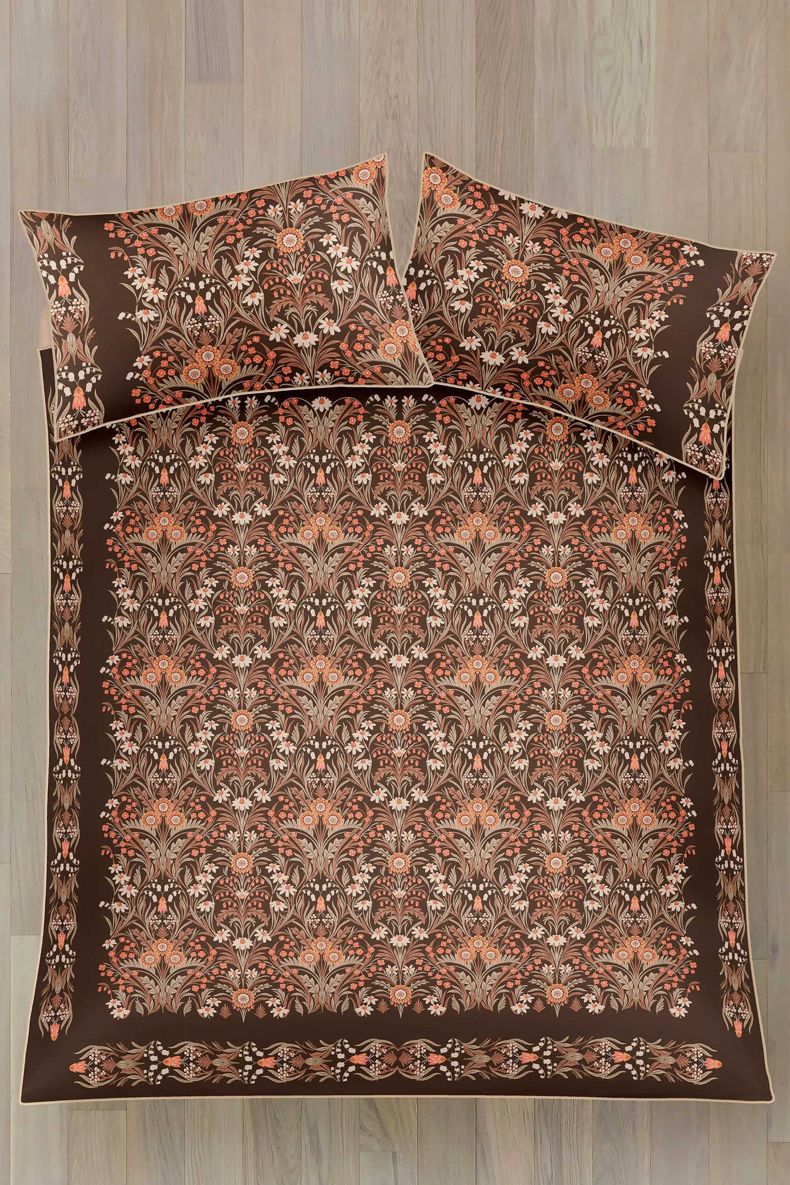 Appletree 'Audrey' 100% Cotton Floral Print Duvet Cover Set in Brown 5
