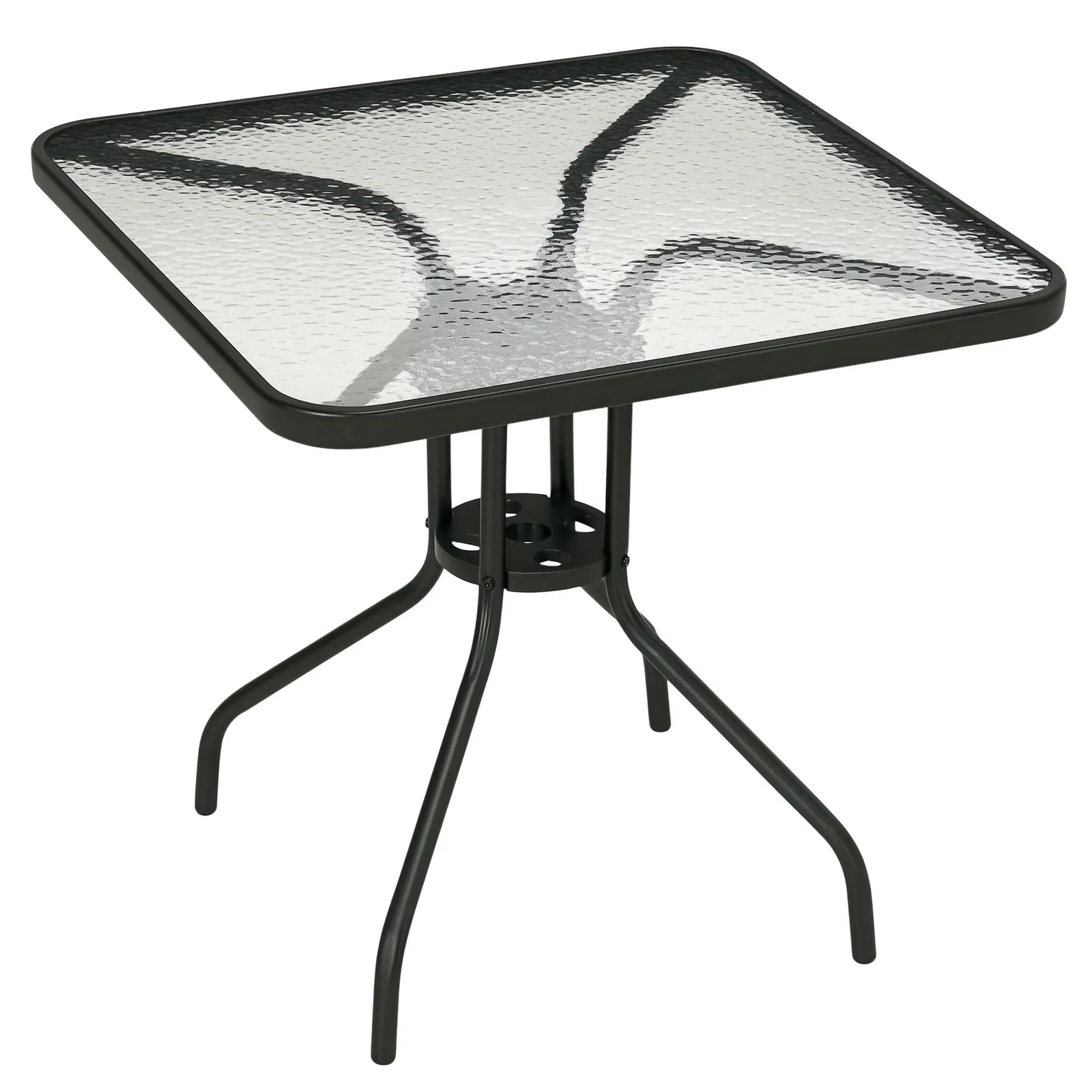 OUTSUNNY Square Patio Table, Glass Top Garden Dining Table 76 x 76cm in Black 2