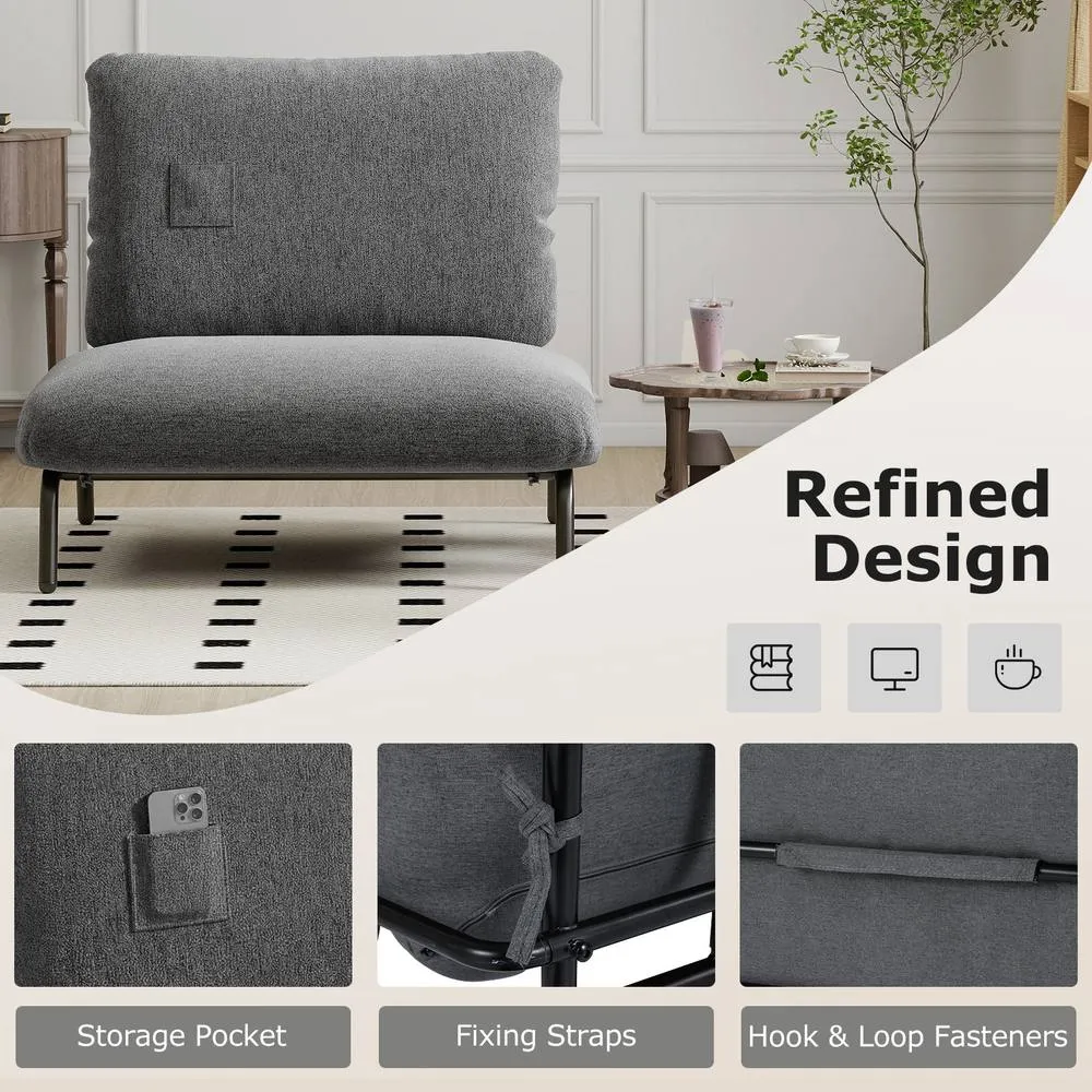 Costway Oversized Accent Chair Modern Reading Chair Upholstered Leisure Chair in Grey 2
