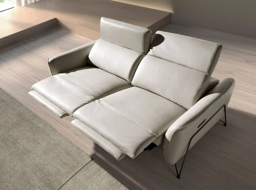 Angel Cerda 2-Seater Electric Relaxation Sofa Sand Cowhide in Light Sand 6