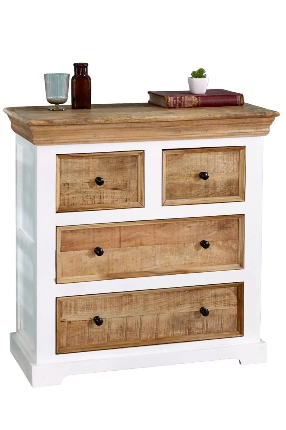 IH Design Washington Solid Mango Wooden White Chest of 4 Drawers 2