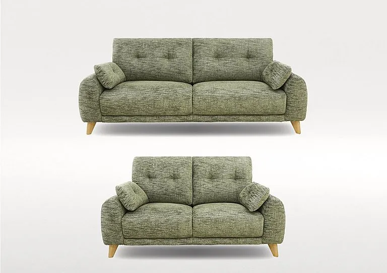 Malmo 3 and 2 Seater Fabric Sofa Set - Olive Green