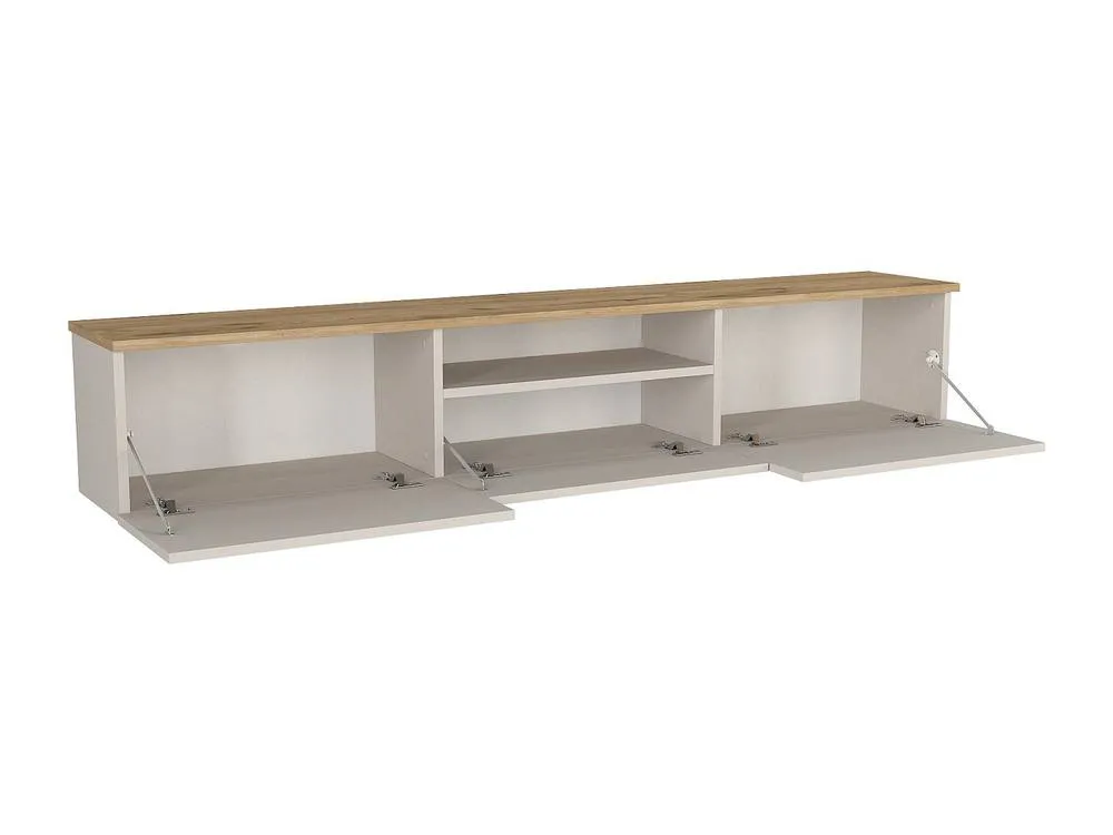 Vente-unique Floating TV Unit With 3 Doors & 1 Niche - Beige & Natural - LOTULA 6