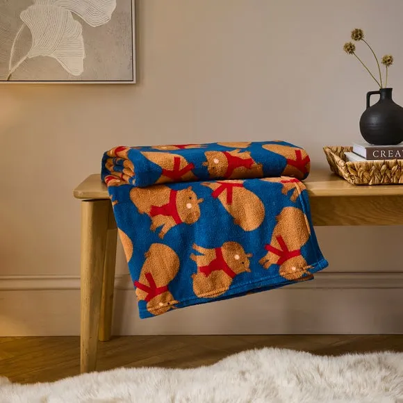 Capybara Printed Fleece 170cm x 130cm Throw Blanket