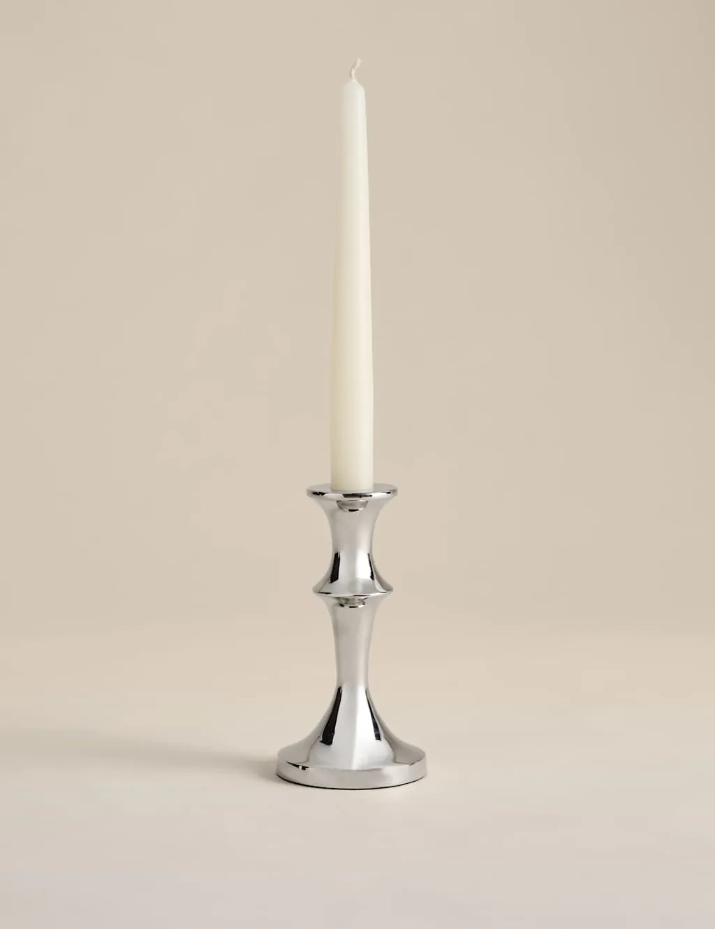 M&S Chrome Dinner Candle Holder Chrome