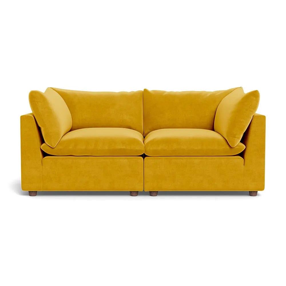 Heal's Astrid 3 Seater Sofa Smart Luxe Velvet Canary Walnut Stained Beech Feet 1