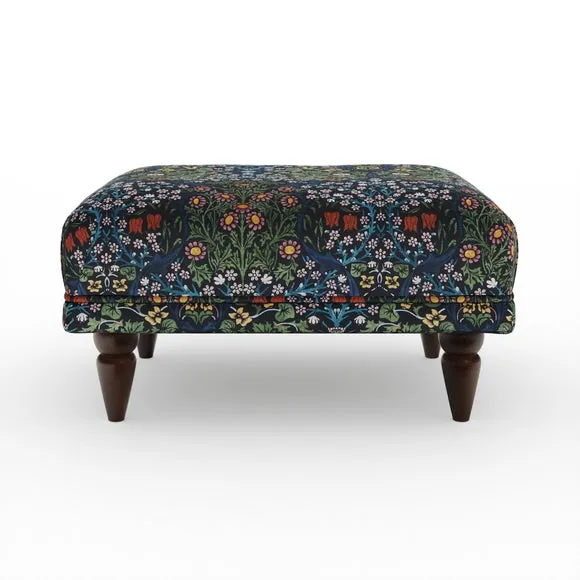 Jolene William Morris Blackthorn Print Velvet Footstool 6
