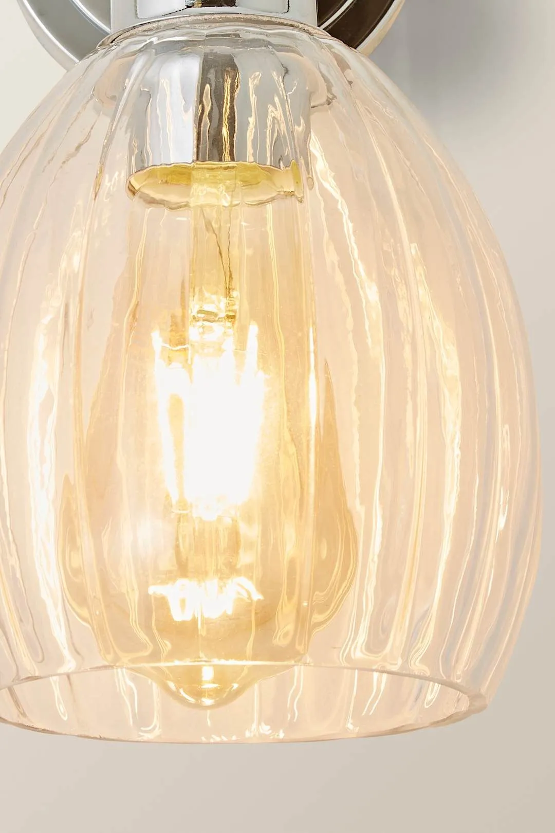 ValueLights Cheltenham Pair of Ribbed Glass Dome Spotlight Wall Lights with Bulbs in Metallic Silver 5