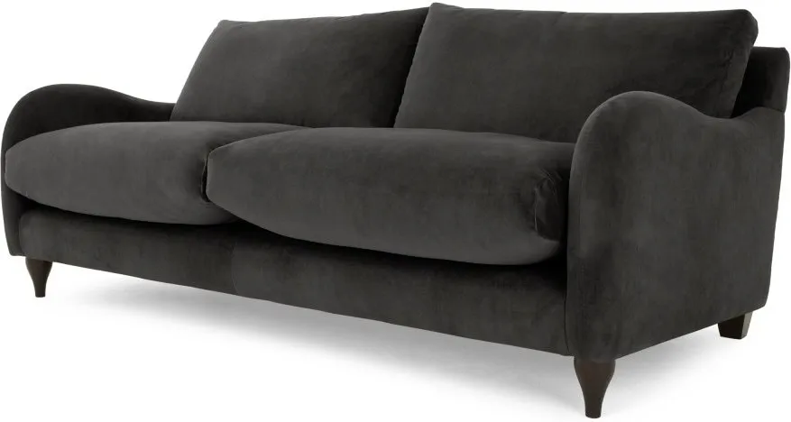Sofia 3 Seater Sofa, Plush Asphalt Velvet 