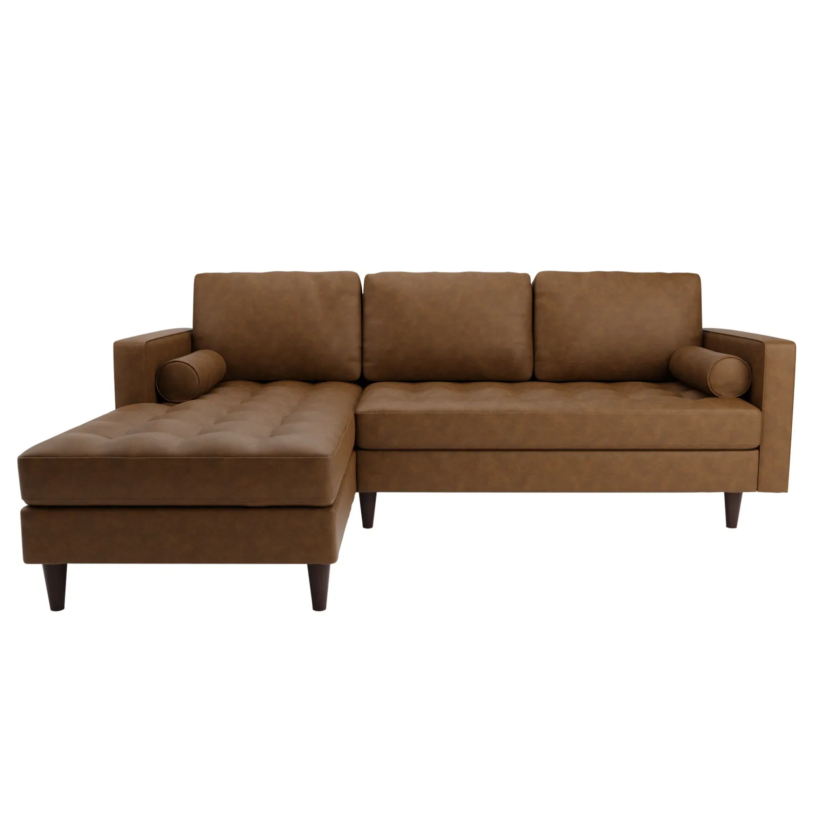 Zoe Faux Leather Left Hand Corner Sofa Tan