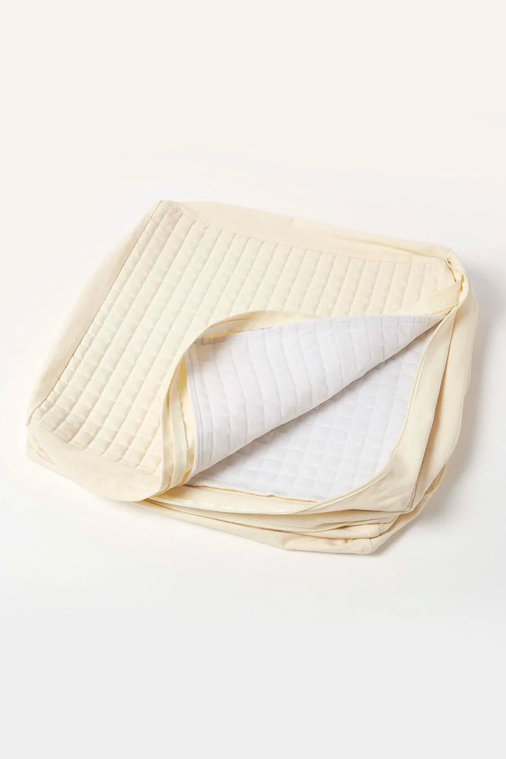 Homescapes Quilted Cotton 3 Seater Orthopaedic Booster Cushion Cover in Cream 3