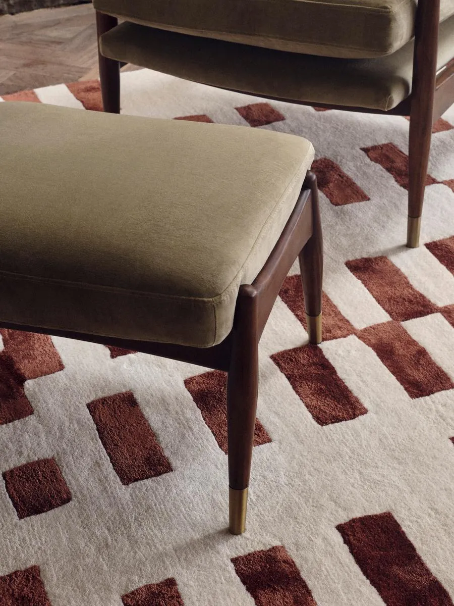 Theodore Footstool, Velvet, Lichen