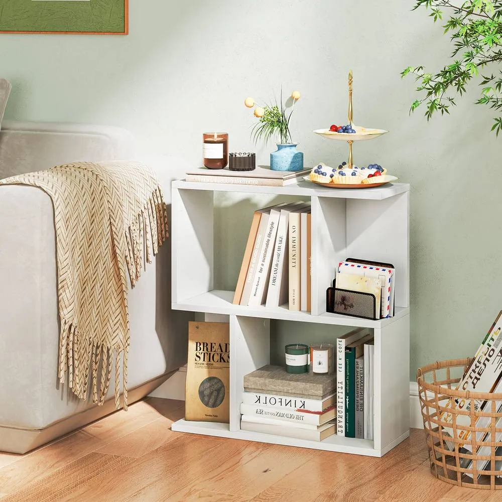 Costway 3-Tier Bookshelf Display Shelf for Small Space Freestanding Side Table White 4
