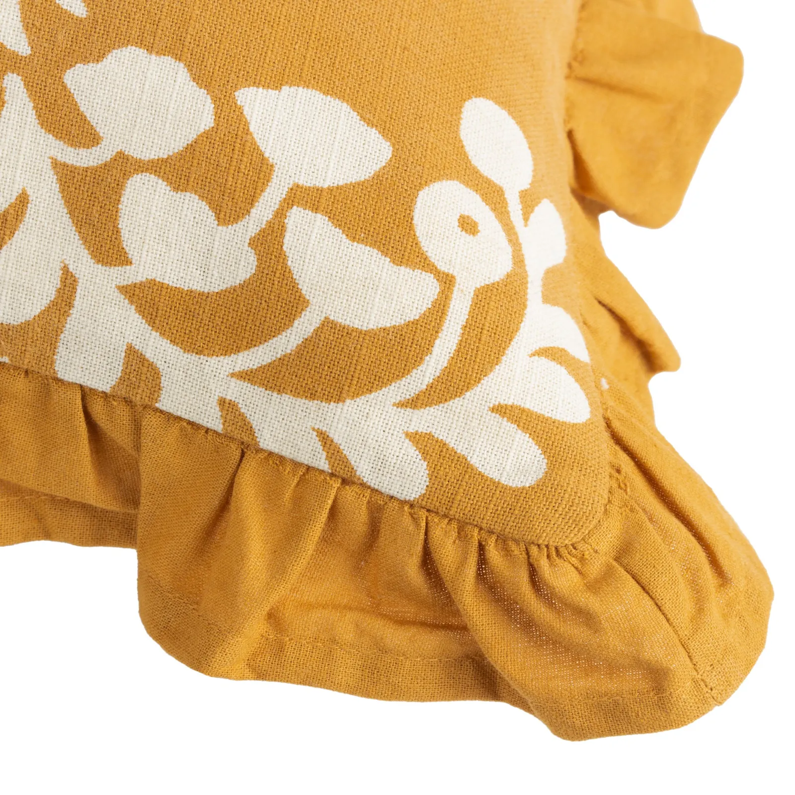 Paoletti Montrose 100% Cotton Fringed Leaf Cushion in Yellow 5