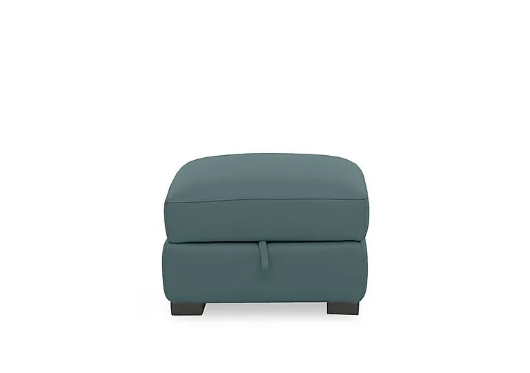 Nova Leather Storage Footstool - BV Lake Green