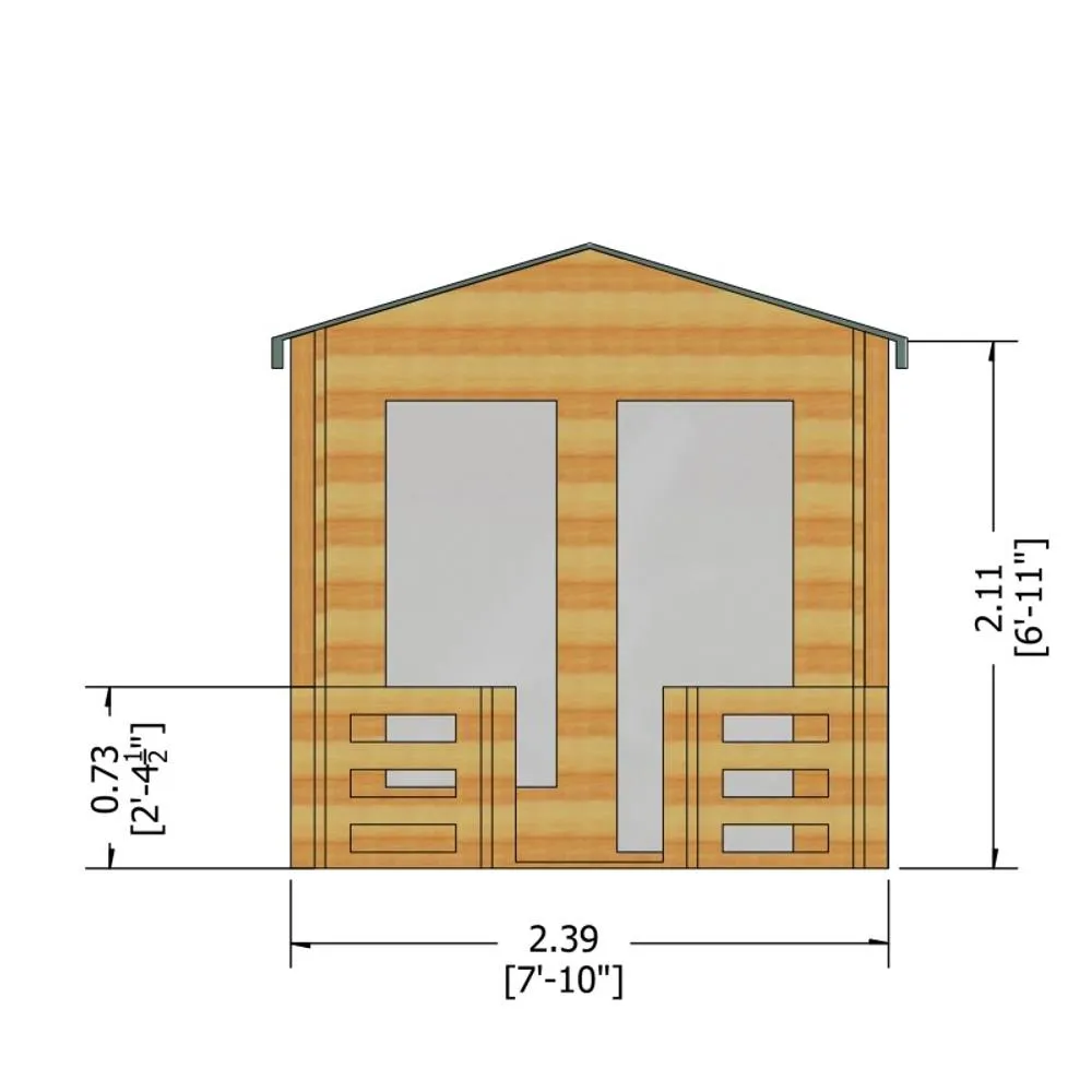 Shires Maulden 19 mm Log Cabin 8 x 8 Feet + Verandah in Brown 3